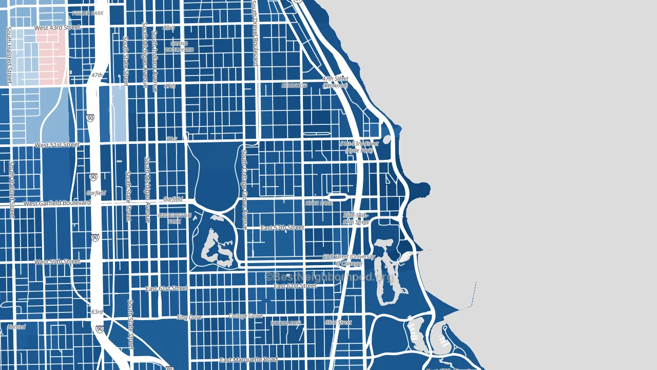 Hyde Park, Chicago, IL block-group political-lean map