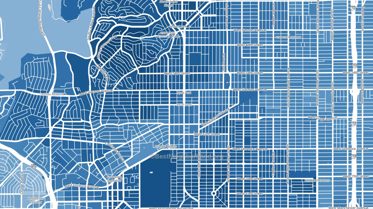 Hyde Park, Los Angeles, CA block-group political-lean map