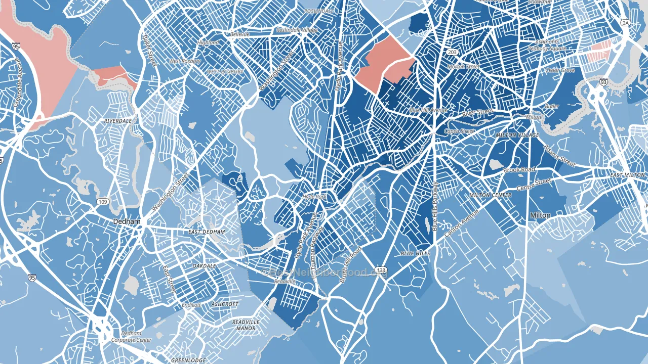 Hyde Park, MA block-group political-lean map