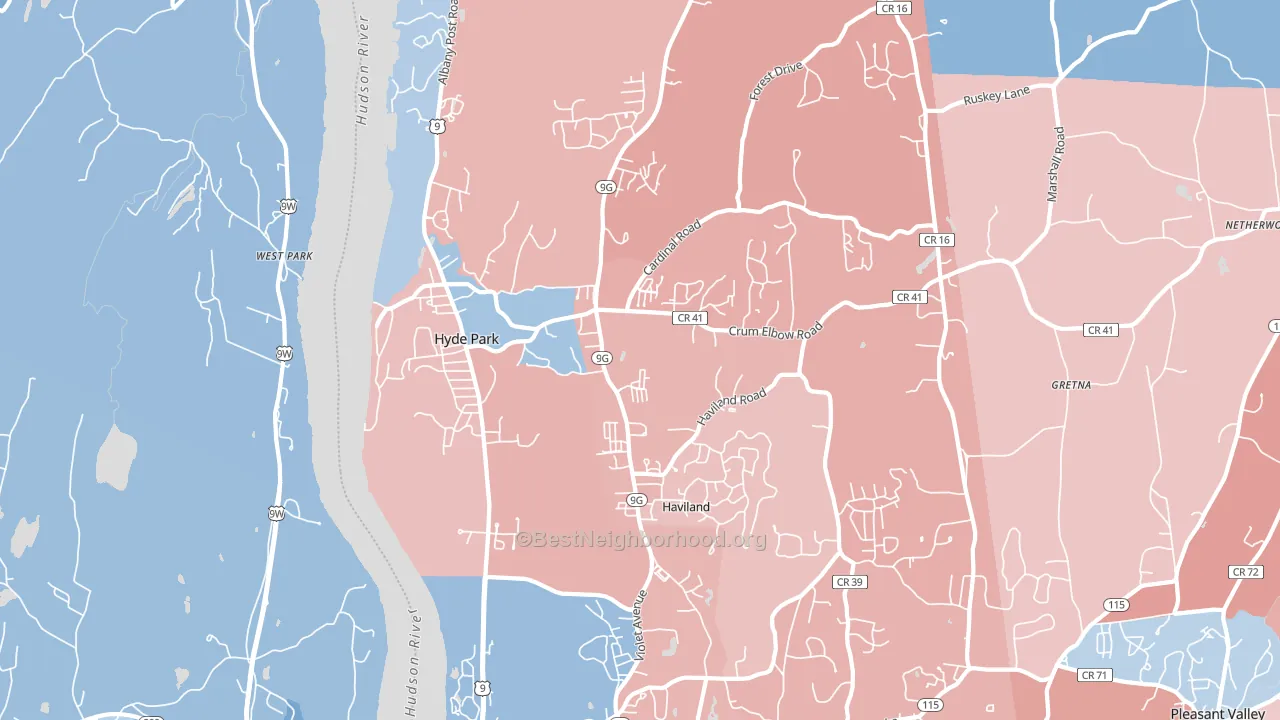 Hyde Park, NY block-group political-lean map