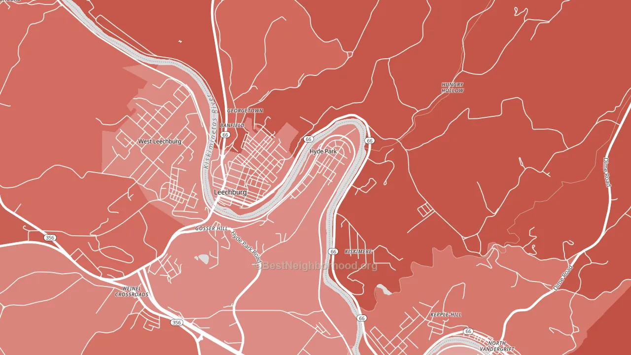 Hyde Park, PA block-group political-lean map
