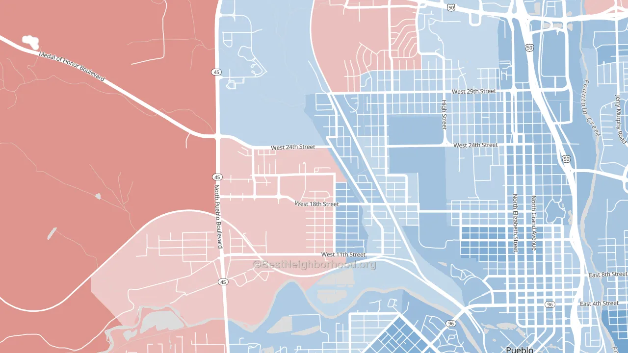 Hyde Park, Pueblo, CO block-group political-lean map