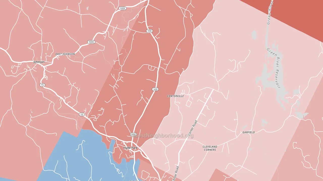 Hyde Park, VT block-group political-lean map