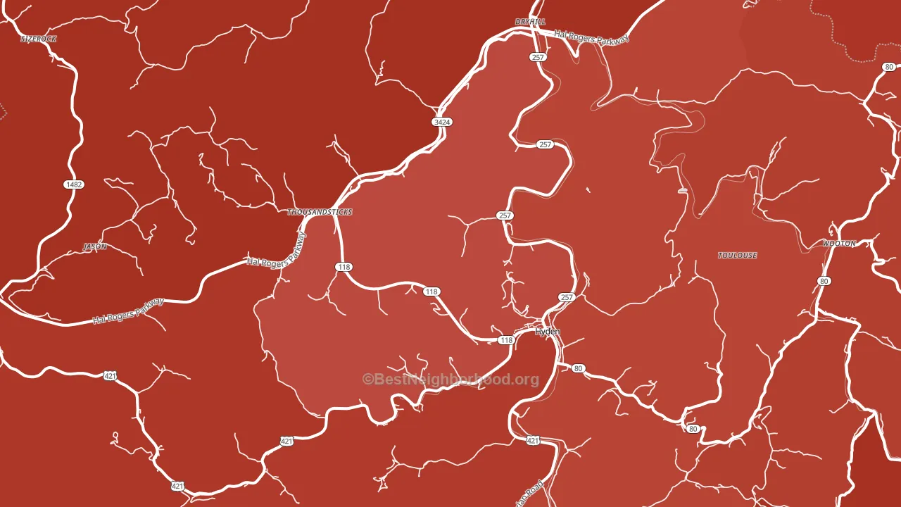 Hyden, KY block-group political-lean map