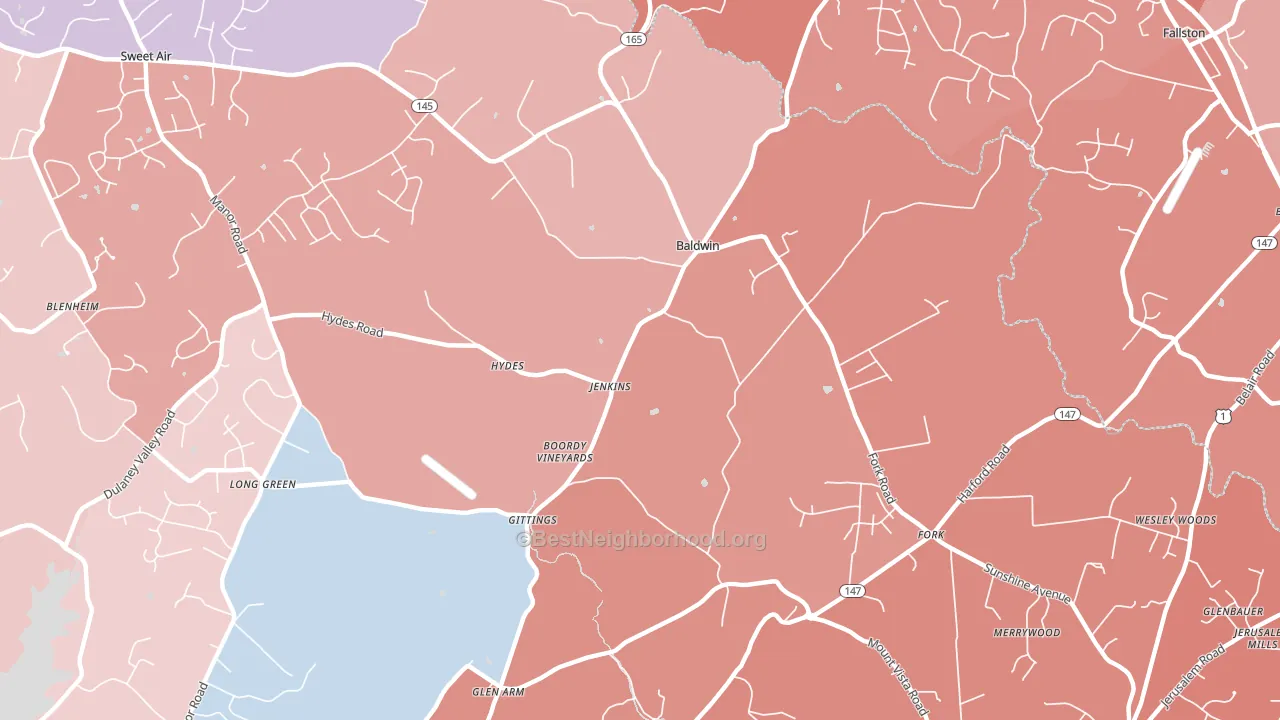 Hydes, MD block-group political-lean map