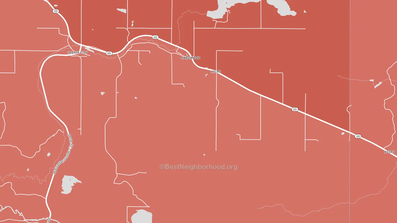 Hylas, MI block-group political-lean map