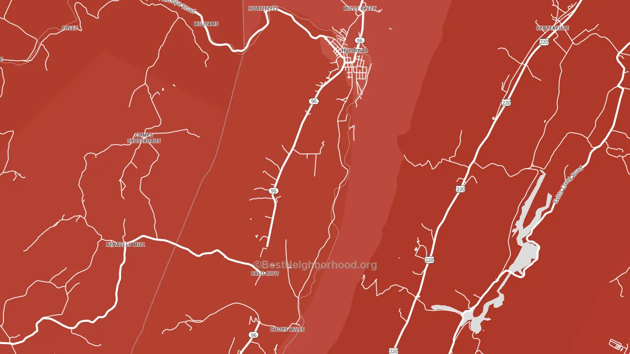 Hyndman, PA block-group political-lean map