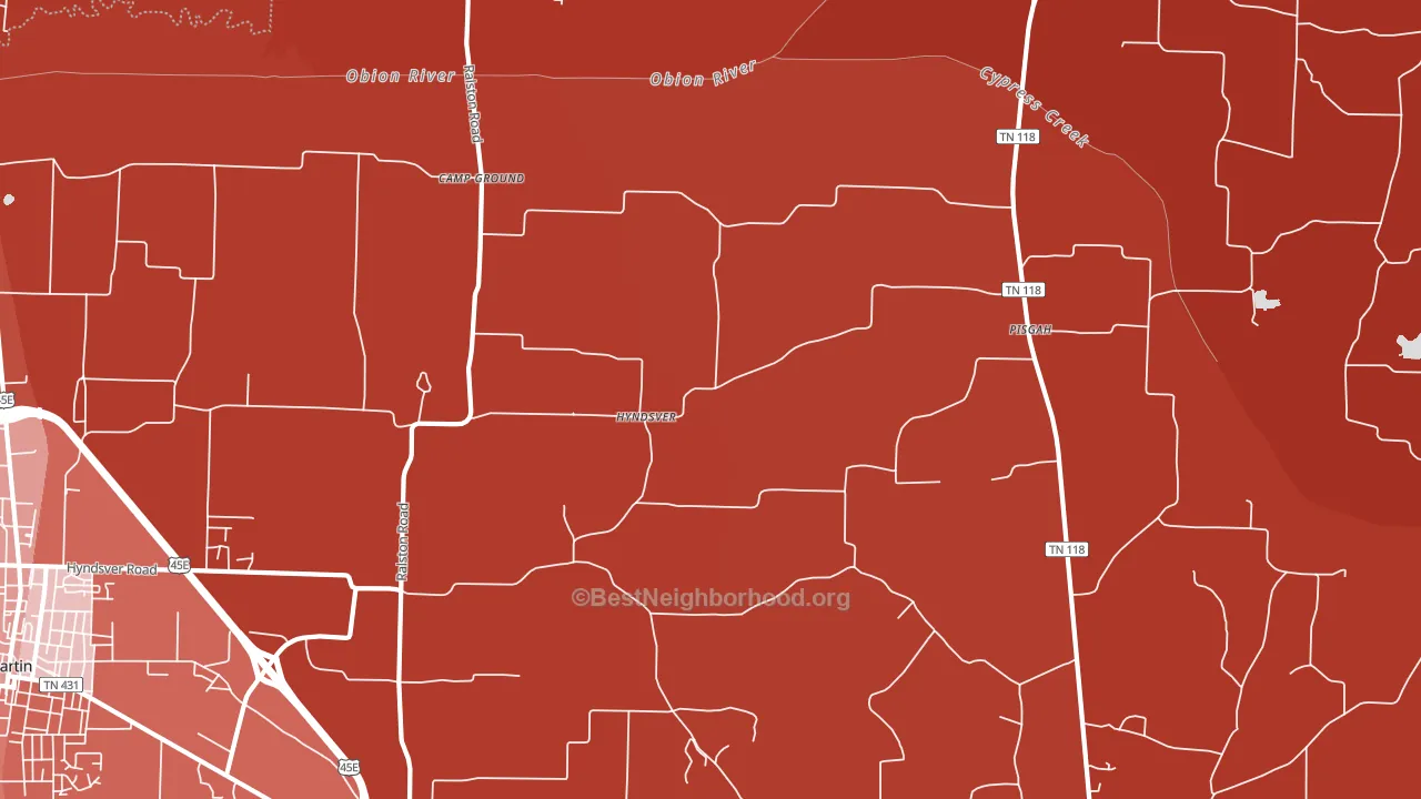 Hyndsver, TN block-group political-lean map