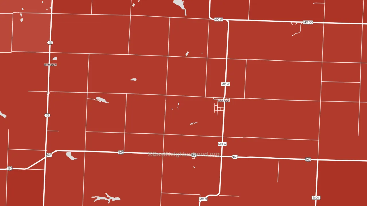 Iantha, MO block-group political-lean map