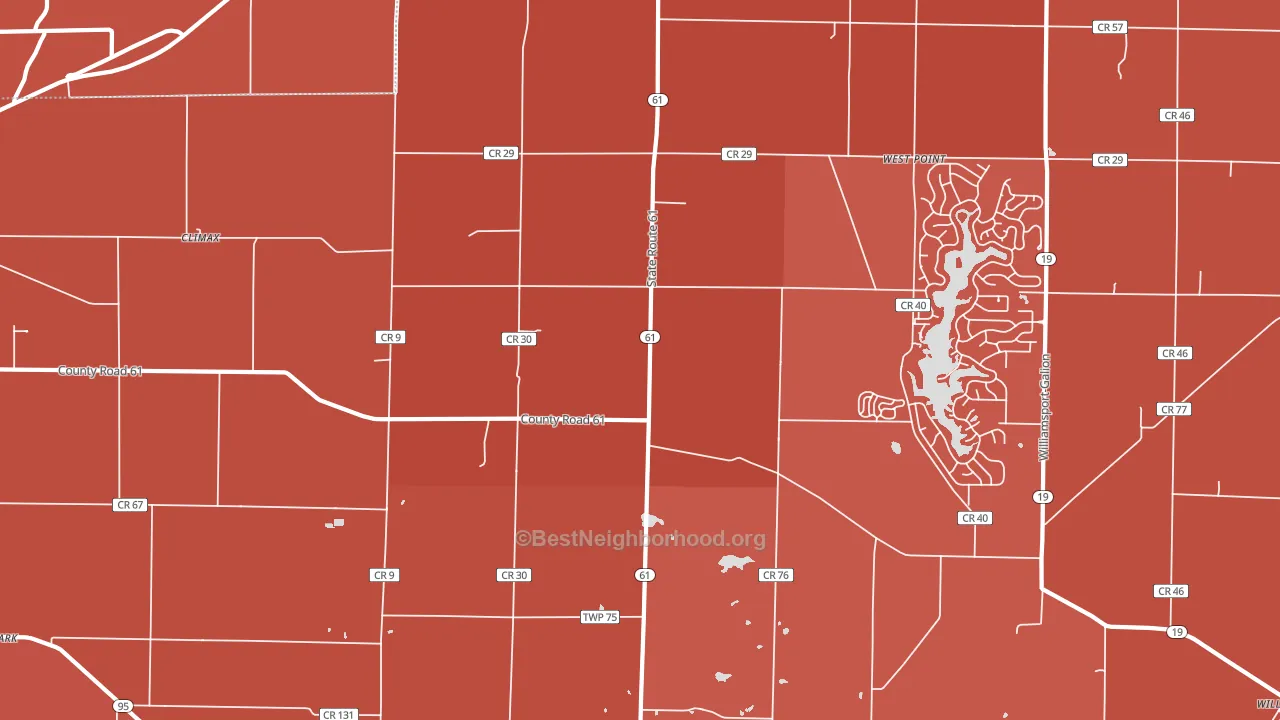Iberia, OH block-group political-lean map