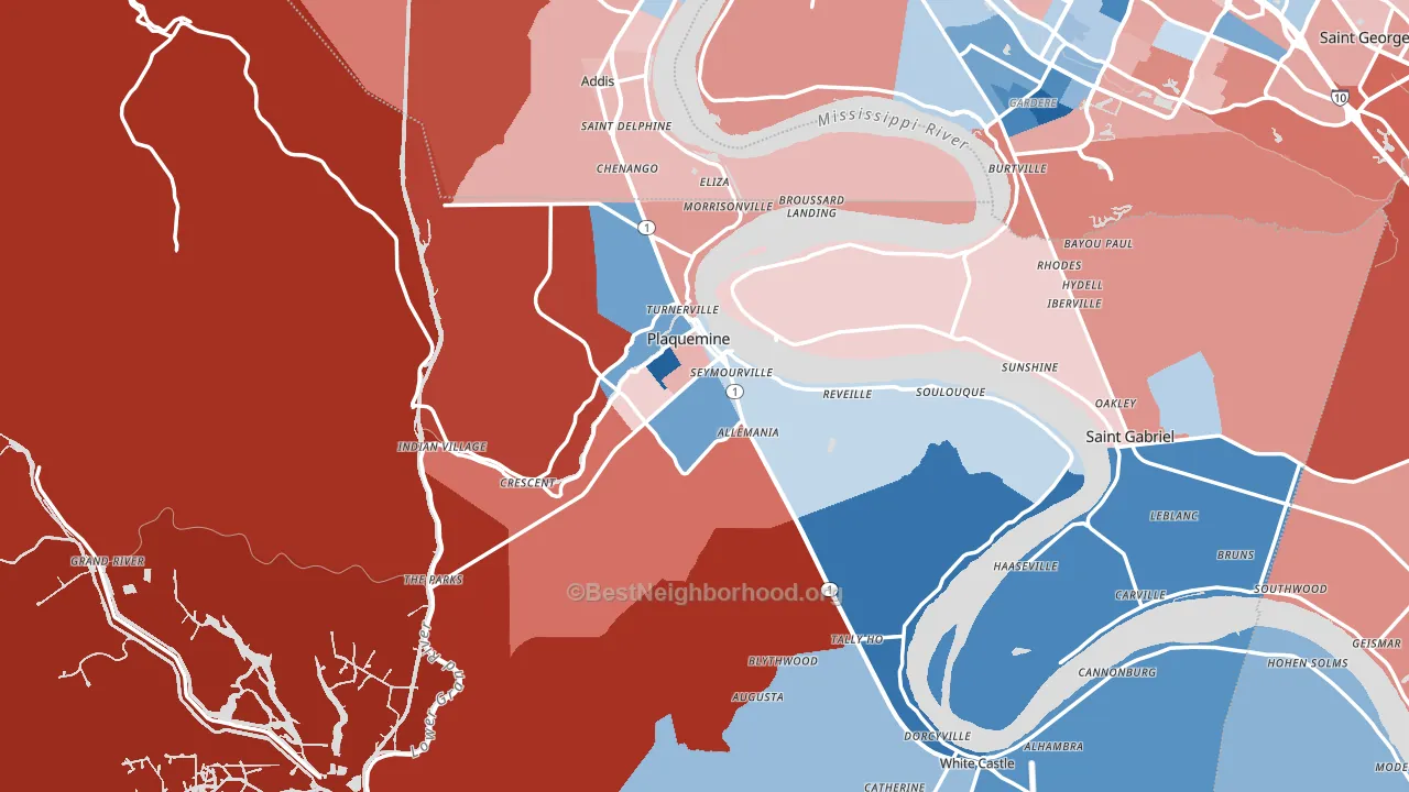 Iberville Parish, LA block-group political-lean map