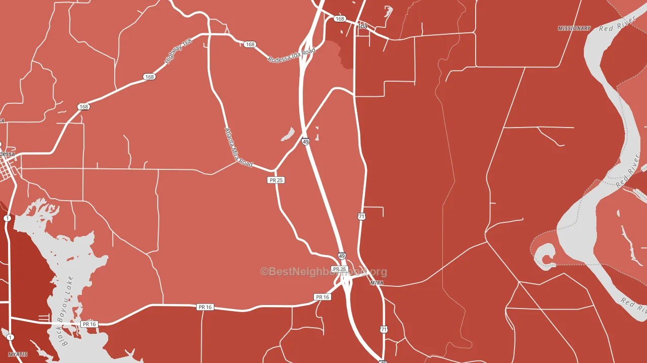 Ida, LA block-group political-lean map