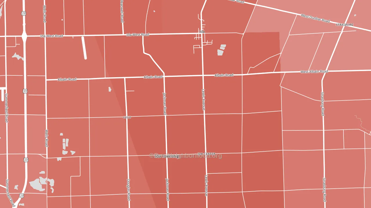 Ida, MI block-group political-lean map