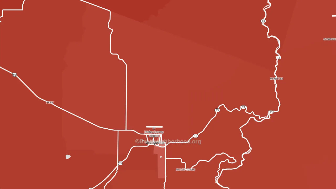 Idaho County, ID block-group political-lean map