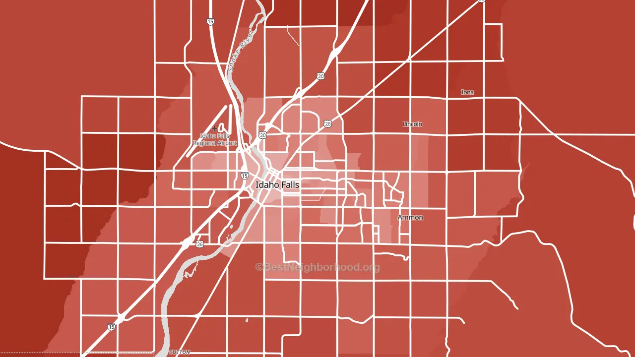 Idaho Falls, ID block-group political-lean map