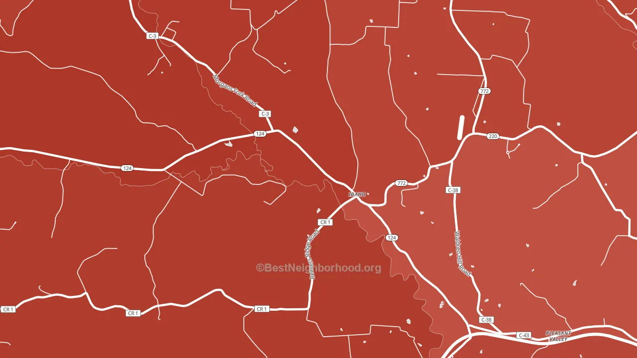 Idaho, OH block-group political-lean map