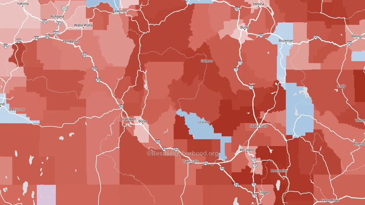 Idaho block-group political-lean map