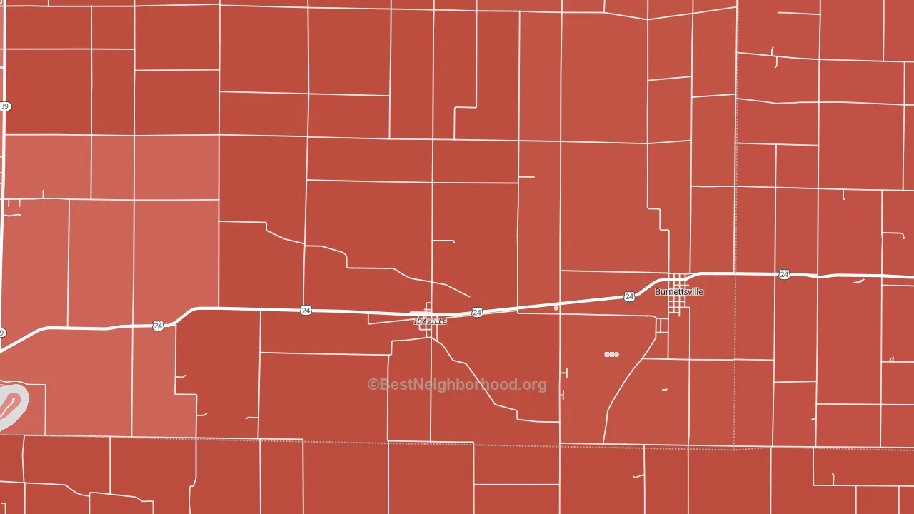 Idaville, IN block-group political-lean map