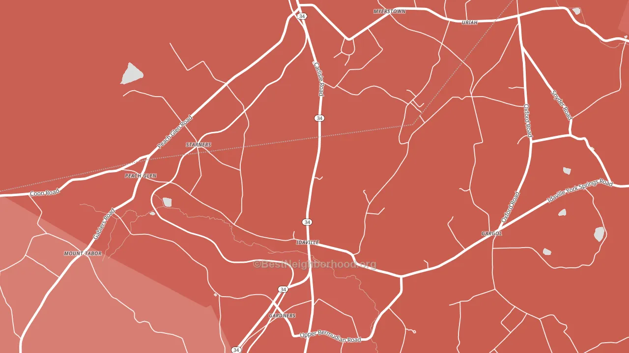 Idaville, PA block-group political-lean map
