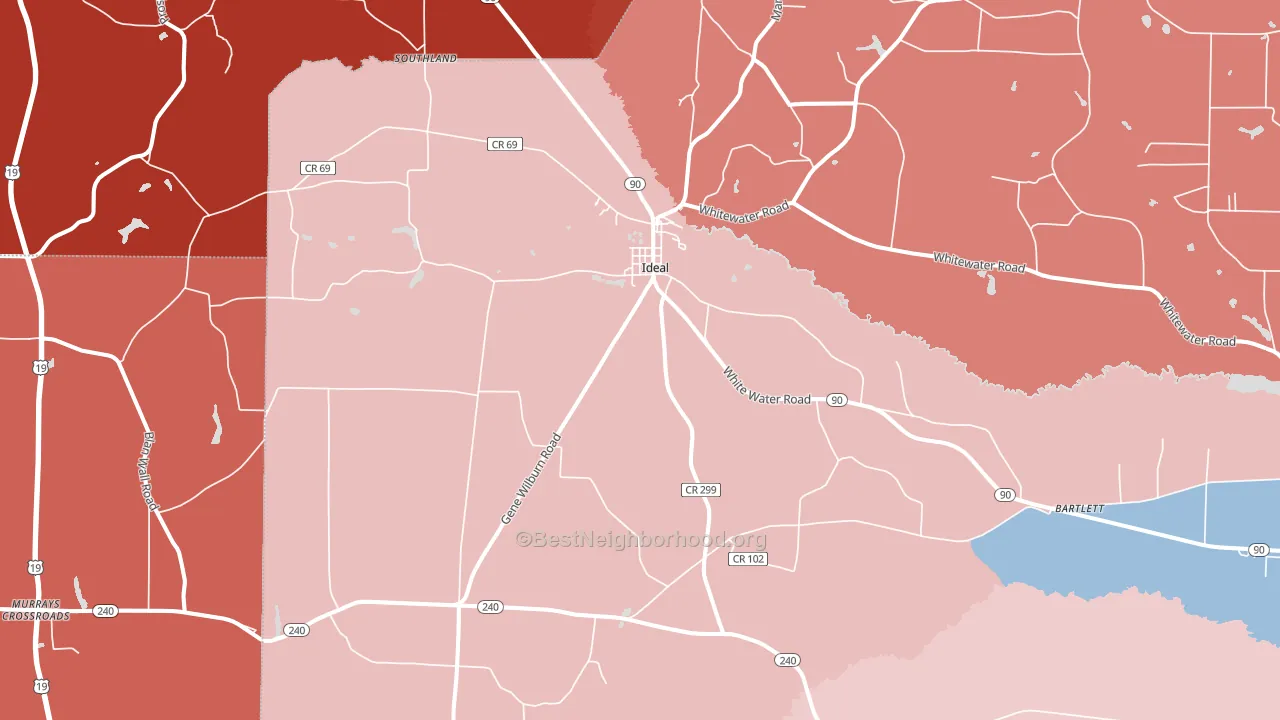 Ideal, GA block-group political-lean map
