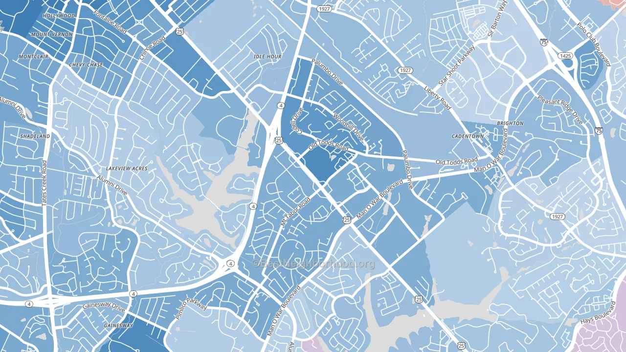 Idle Hour, Lexington, KY block-group political-lean map