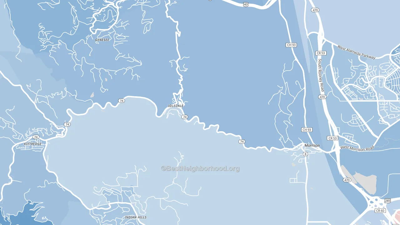 Idledale, CO block-group political-lean map