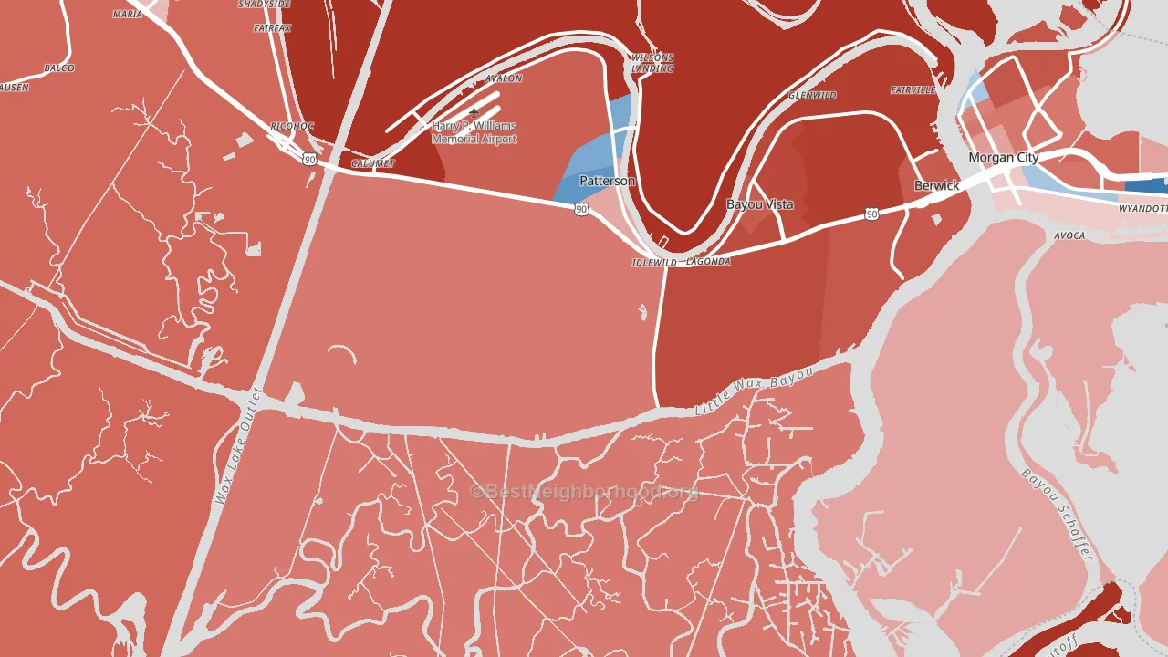 Idlewild, LA block-group political-lean map