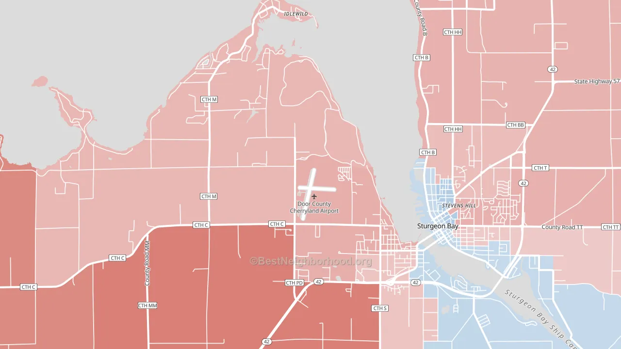 Idlewild, WI block-group political-lean map
