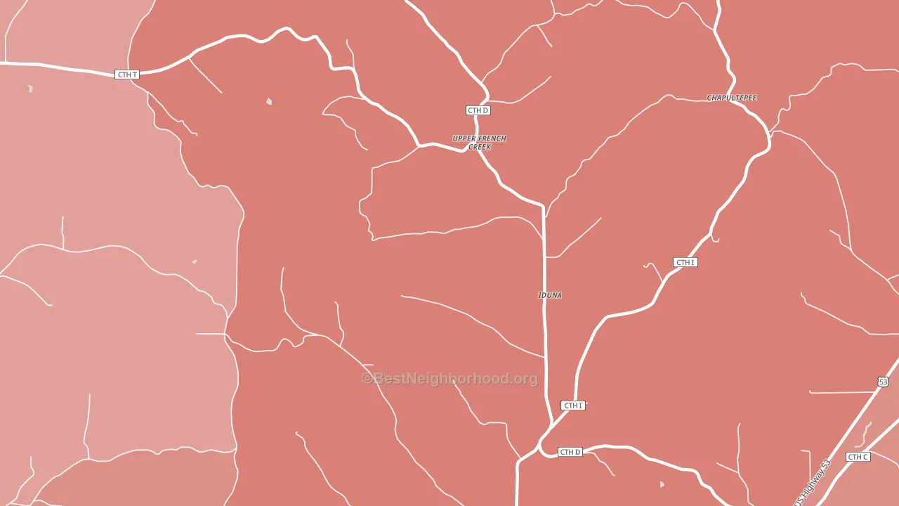 Iduna, WI block-group political-lean map