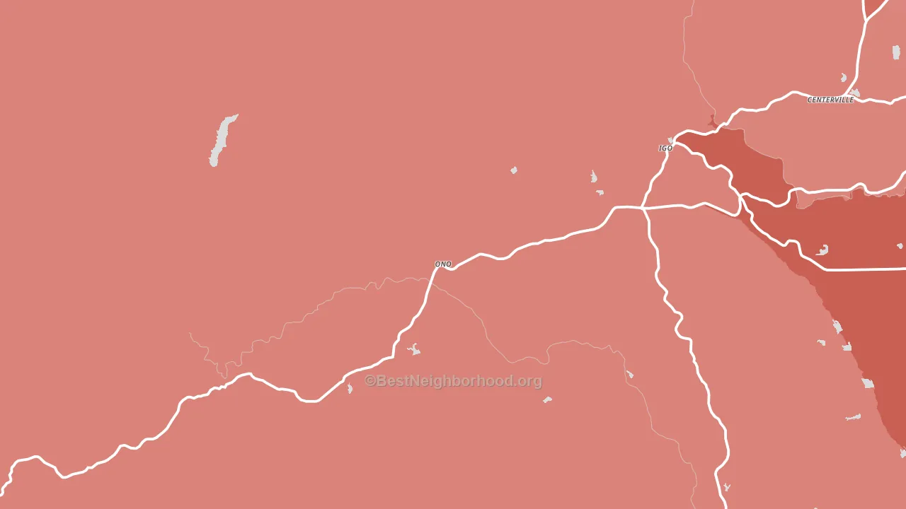 Igo, CA block-group political-lean map