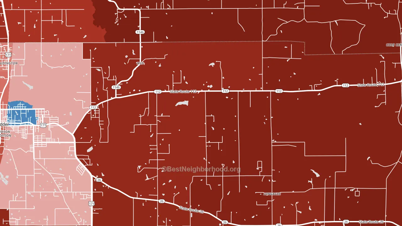 Ikes, LA block-group political-lean map
