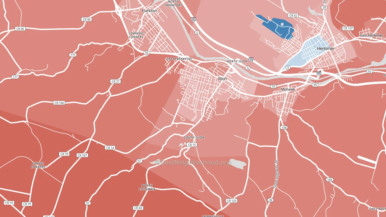 Ilion, NY block-group political-lean map
