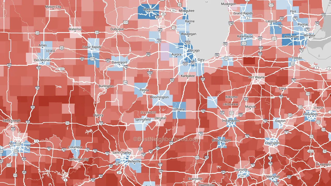 Illinois block-group political-lean map