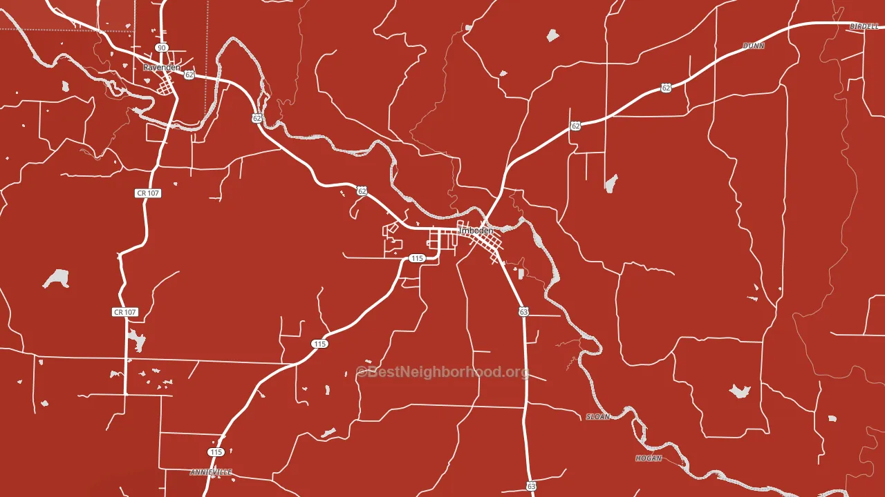 Imboden, AR block-group political-lean map