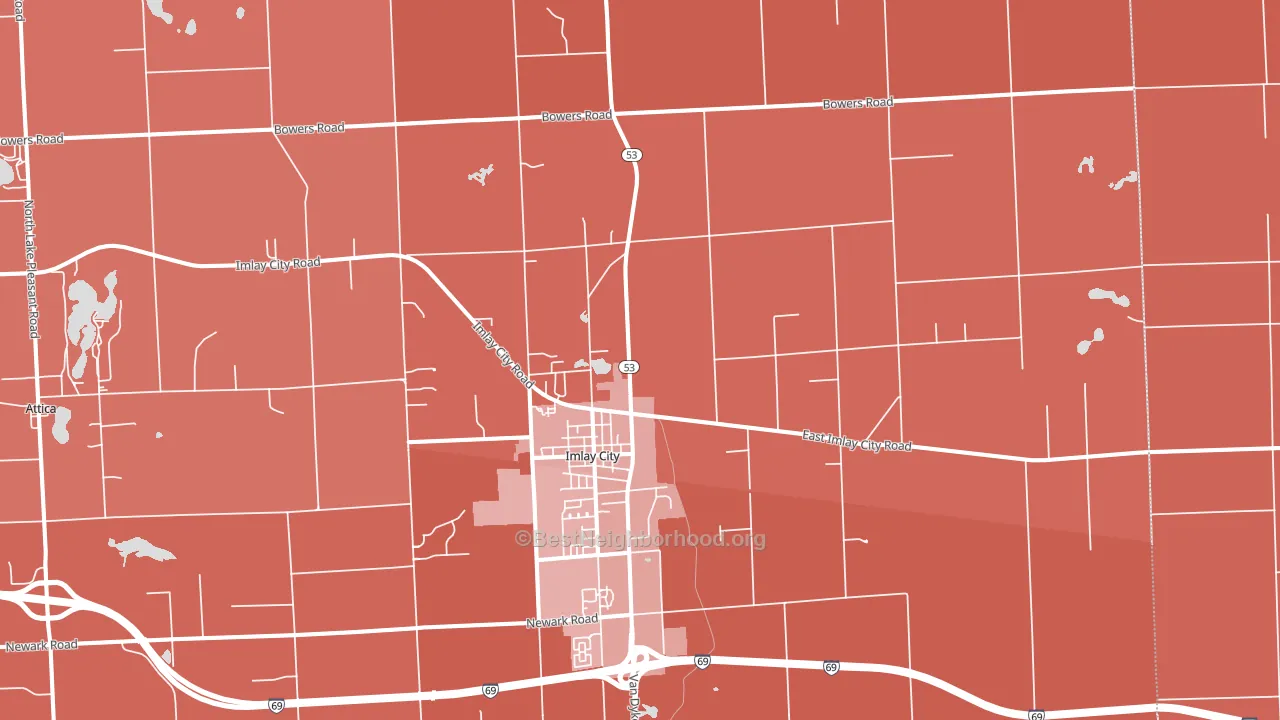 Imlay City, MI block-group political-lean map
