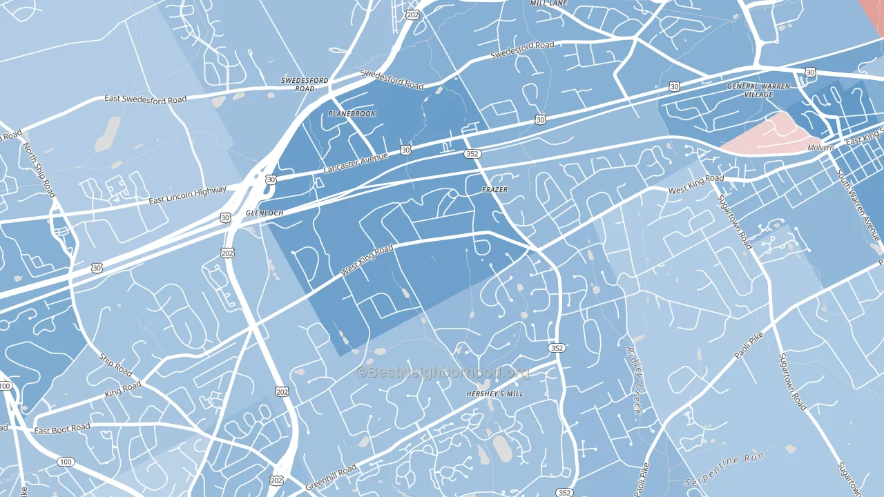 Immaculata, PA block-group political-lean map