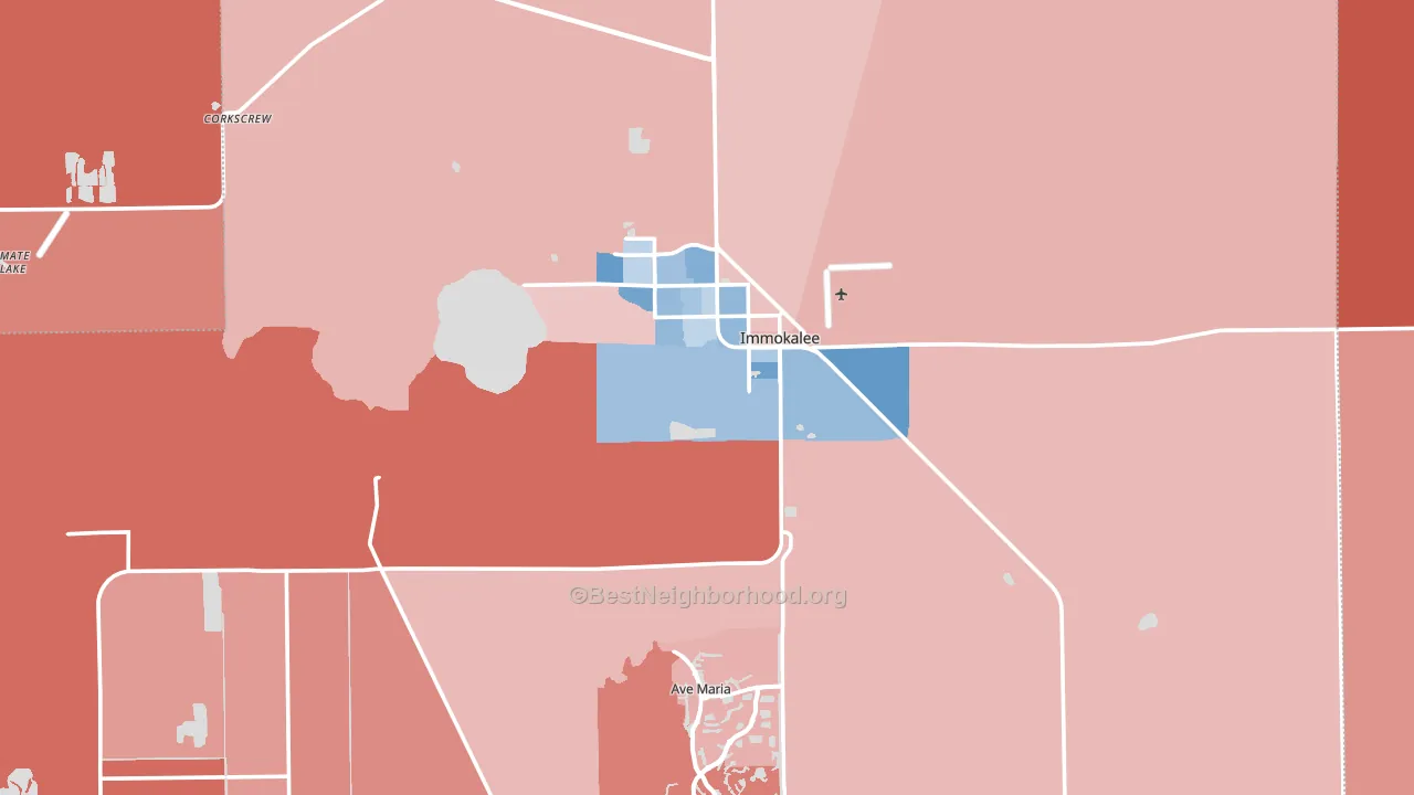Immokalee, FL block-group political-lean map