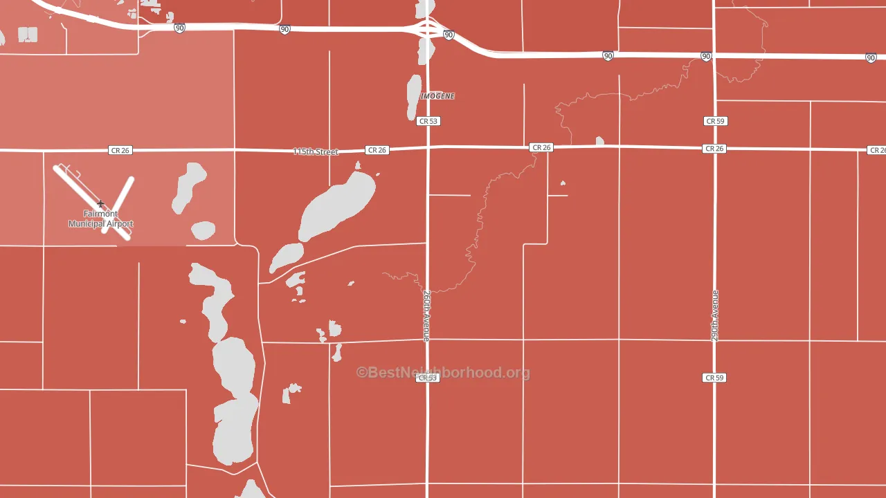 Imogene, MN block-group political-lean map