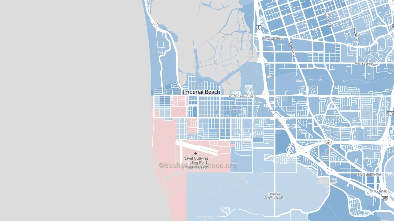 Imperial Beach, CA block-group political-lean map