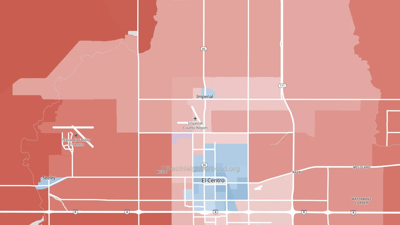 Imperial, CA block-group political-lean map