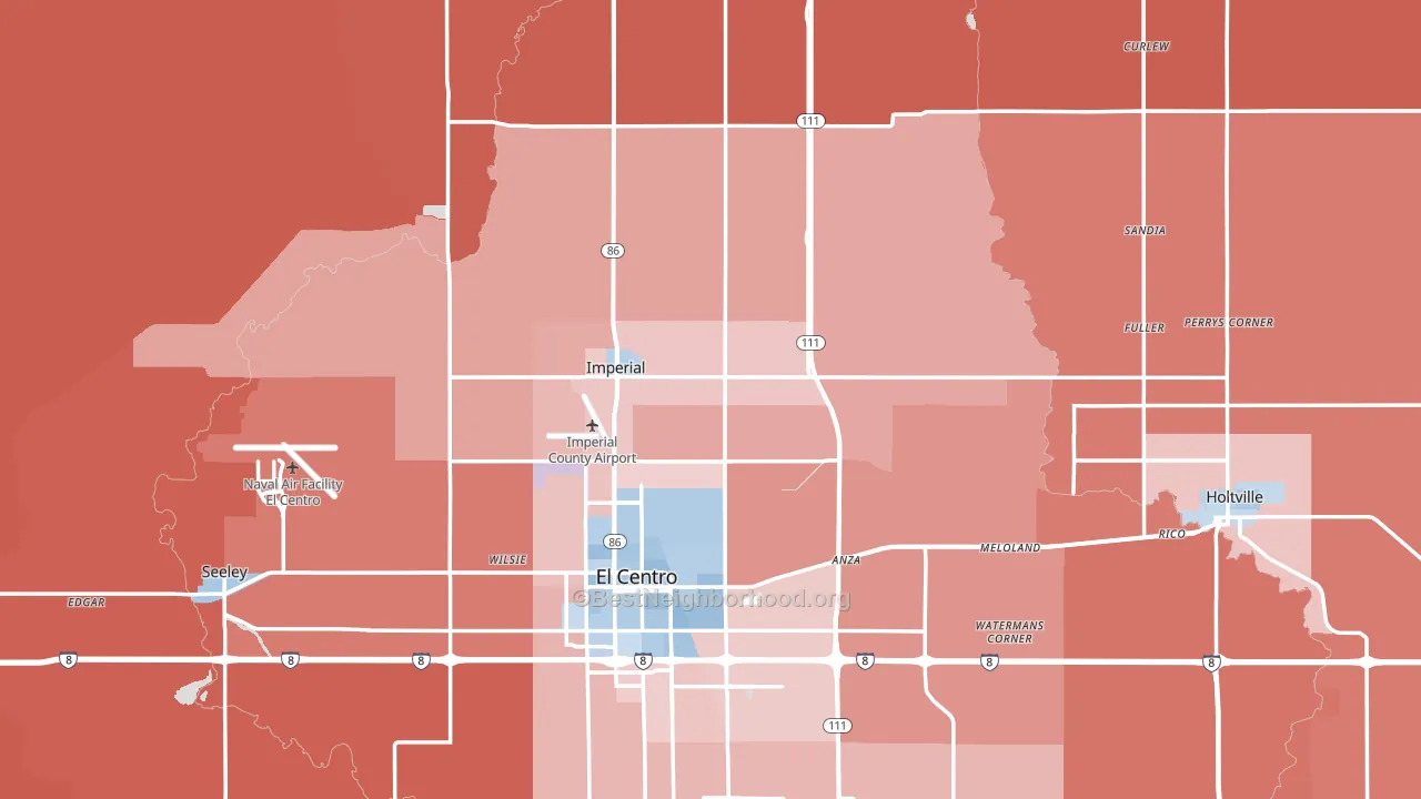 Imperial County, CA block-group political-lean map