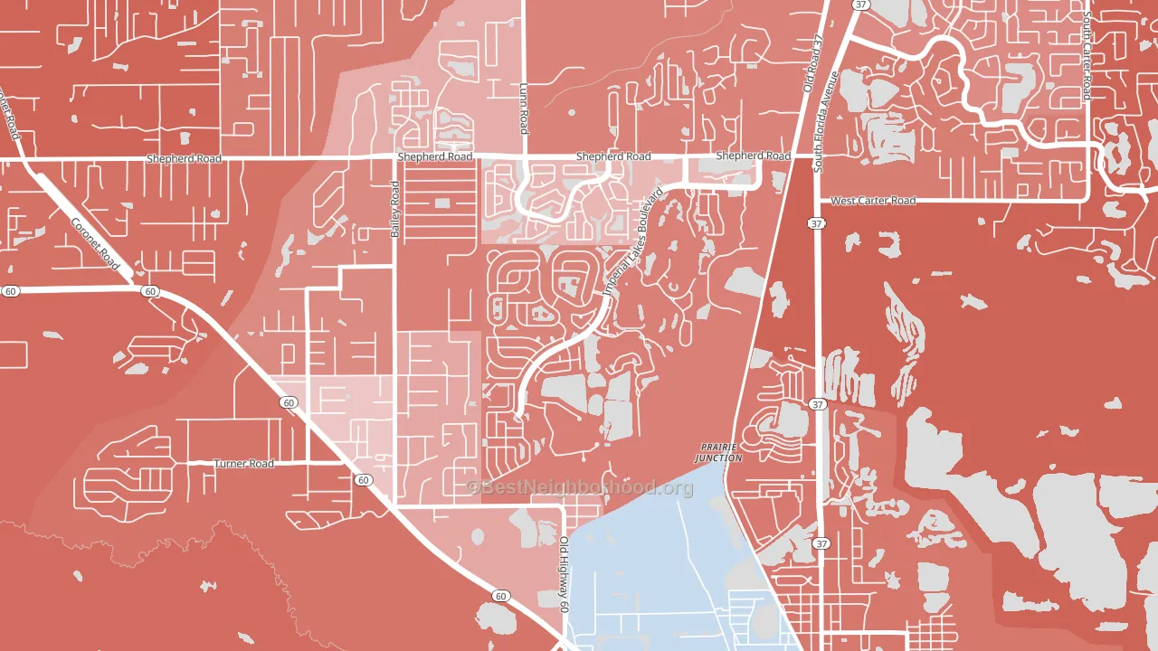 Imperial Lakes, Fuller Heights, FL block-group political-lean map