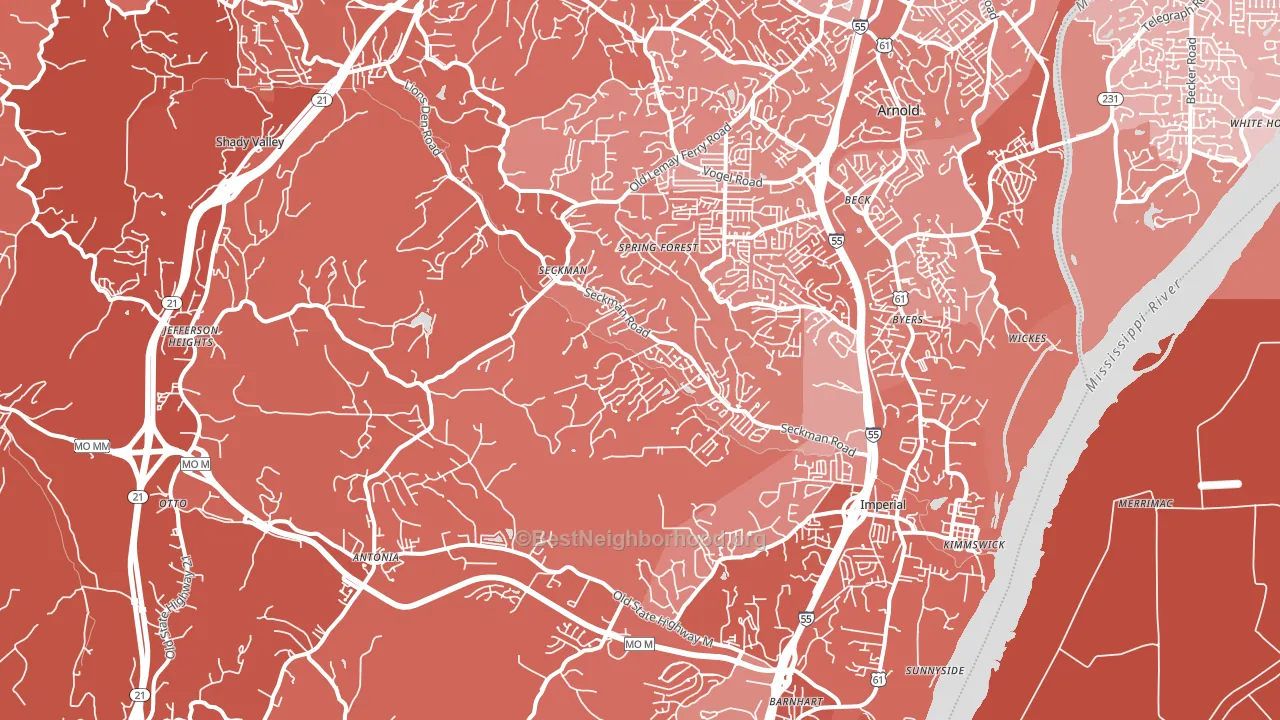 Imperial, MO block-group political-lean map