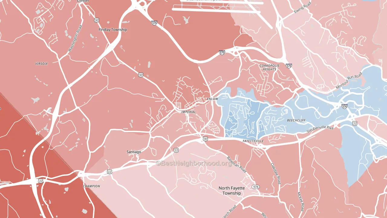 Imperial, PA block-group political-lean map