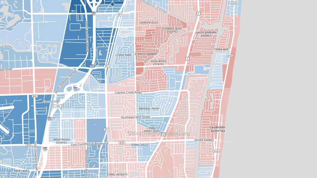 Imperial Point, Fort Lauderdale, FL block-group political-lean map