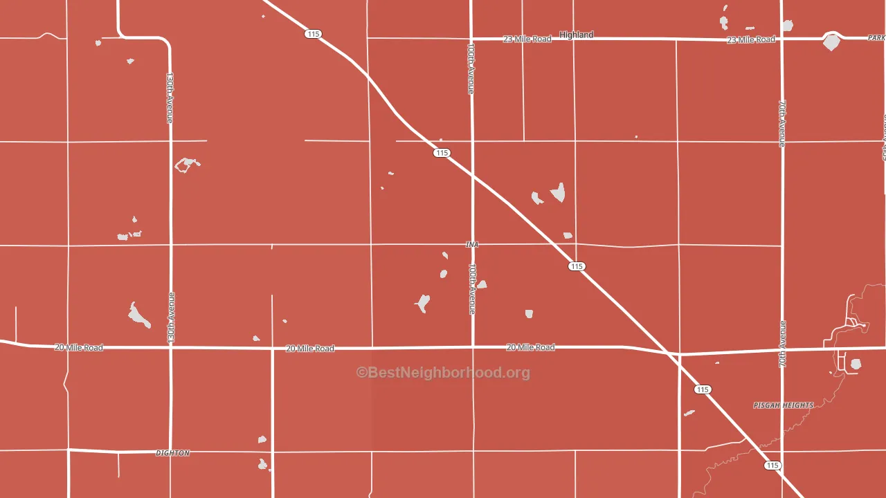 Ina, MI block-group political-lean map