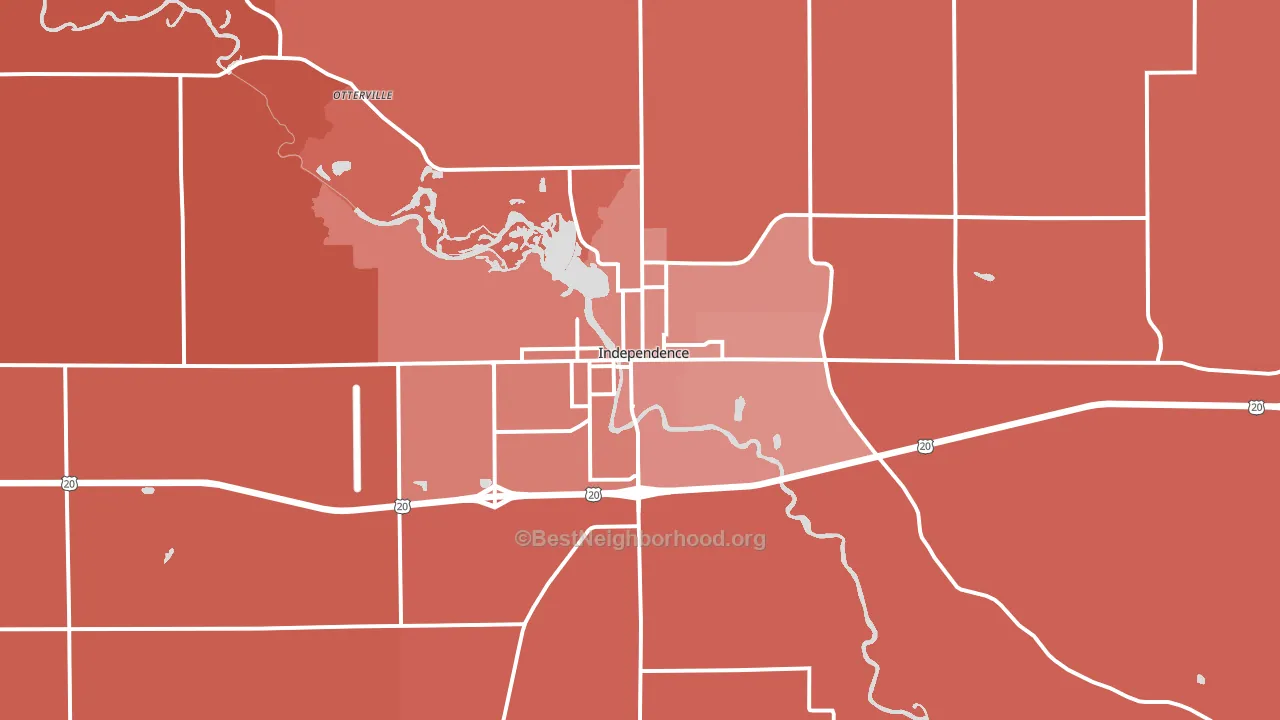 Independence, IA block-group political-lean map