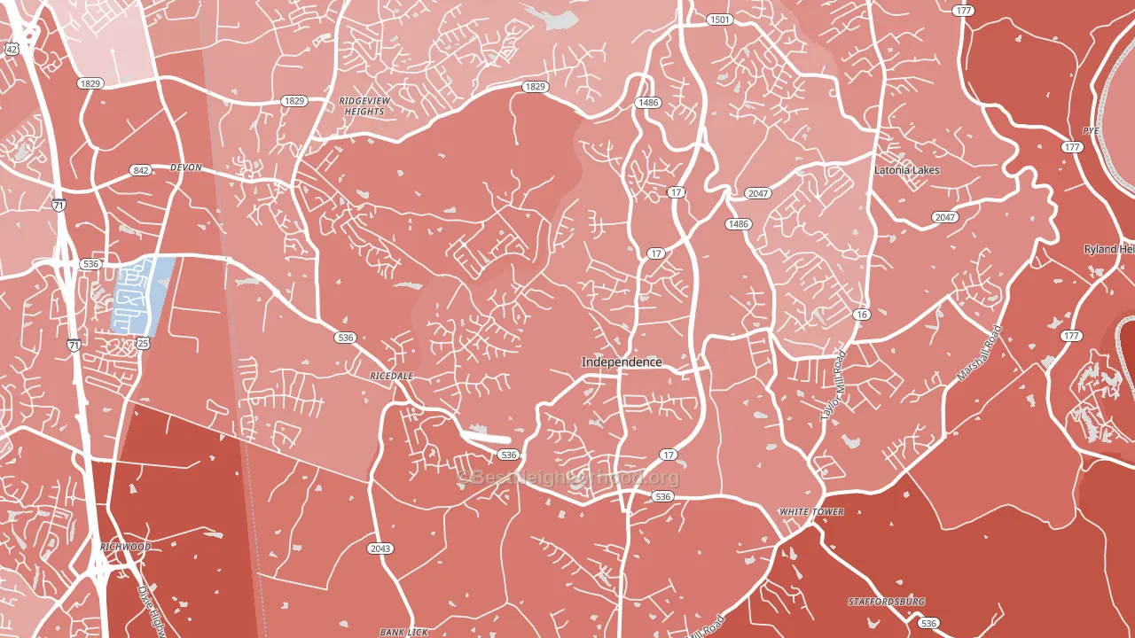 Independence, KY block-group political-lean map
