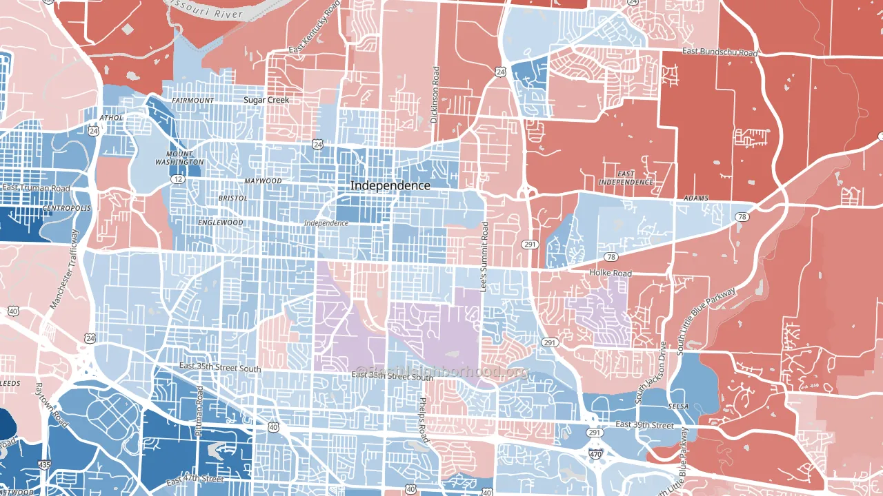 Independence, MO block-group political-lean map