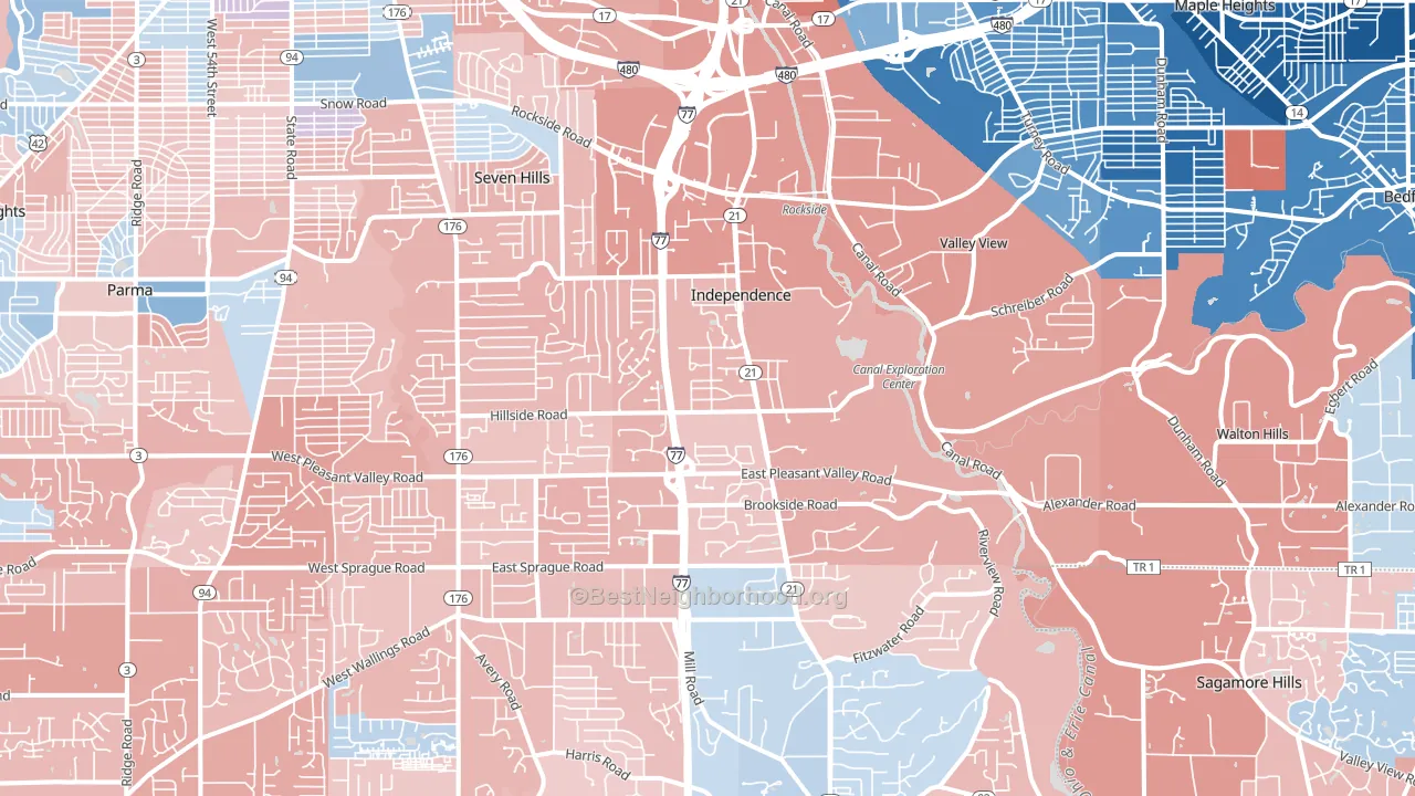 Independence, OH block-group political-lean map